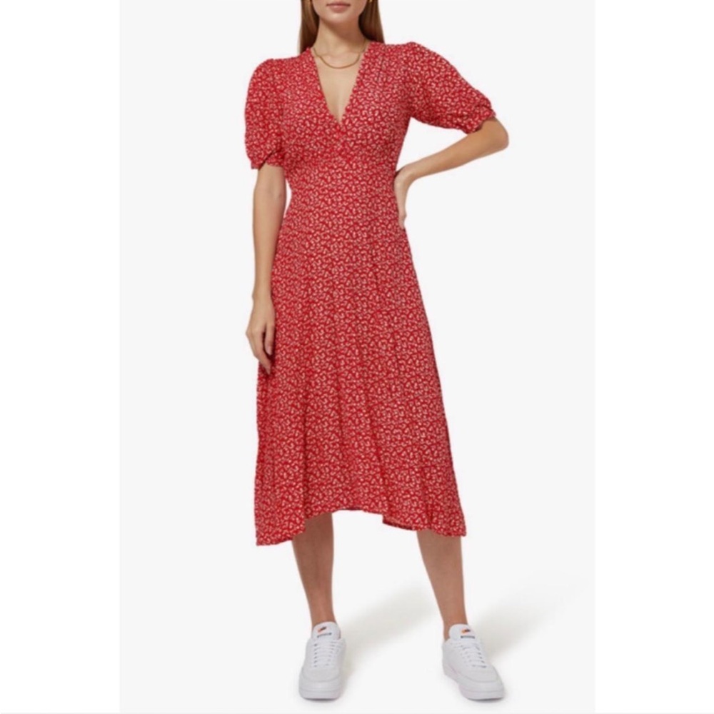 FAITHFULL THE BRAND / Sonja Midi Dress Red / Size 4